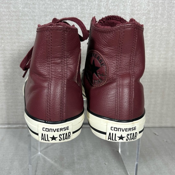 Converse Maroon Leather High Top Sneakers Women's Size 7.5) (553366C) - Picture 6 of 8